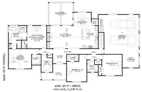 House Blueprint - Farmhouse Floor Plan - Main Floor Plan #932-1347