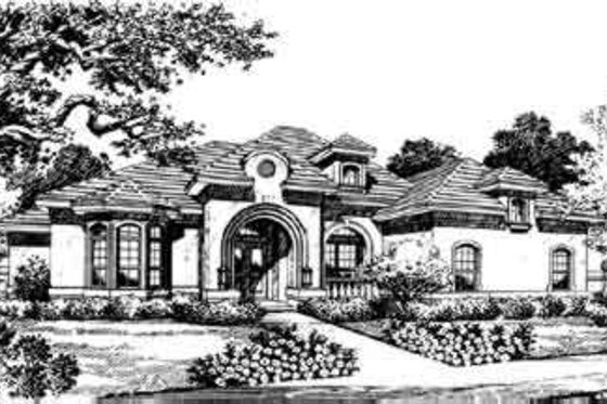 Exterior - Front Elevation for European House Plan #135-127 - 4 bed, 4 bath