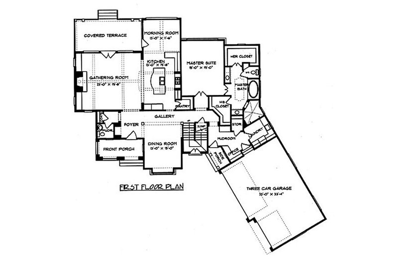 Home Plan - Floor Plan - Main Floor for European House Plan #413-133 - 4 bed, 3.5 bath
