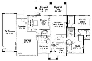 Floor Plan - Main Floor for Craftsman House Plan #124-1167 - 3 bed, 3 bath