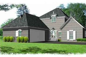 European Exterior - Front Elevation Plan #15-284