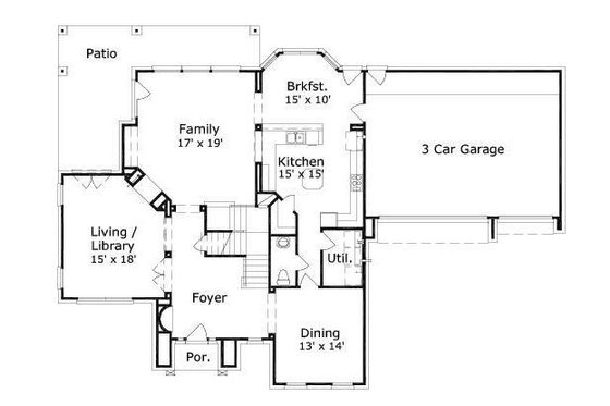 Floor Plan - Main Floor for European House Plan #411-819 - 4 bed, 2.5 bath