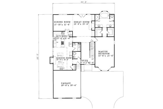 Floor Plan - Main Floor for Traditional House Plan #30-356 - 3 bed, 3.5 bath