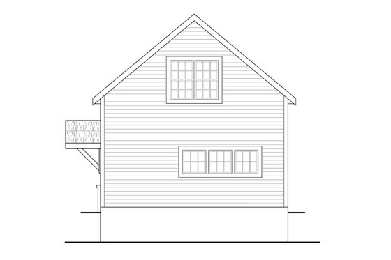 Exterior - Rear Elevation for Traditional House Plan #124-1155, 1 bath