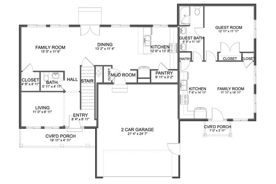 Floor Plan - Main Floor for Farmhouse House Plan #1060-407 - 4 bed, 3.5 bath