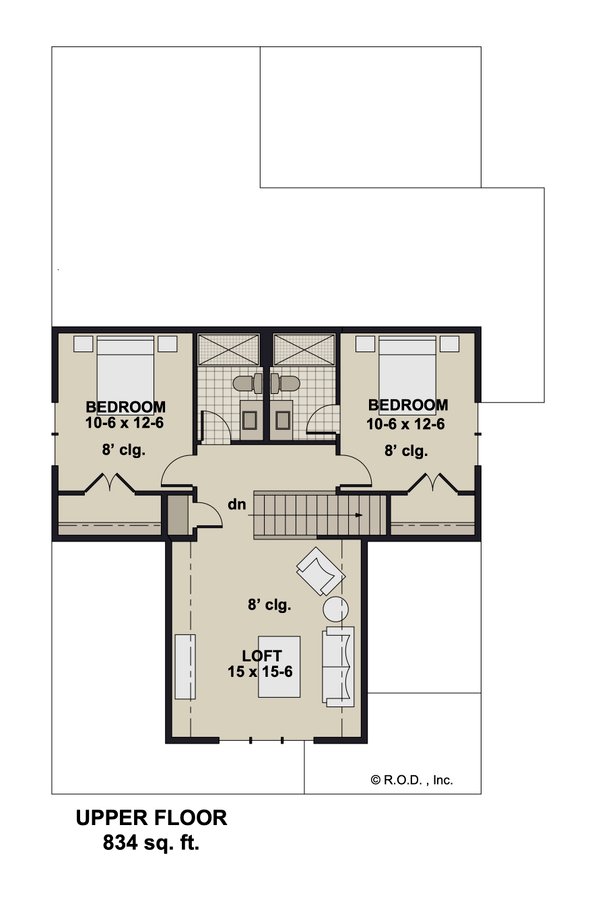 House Blueprint - Craftsman Floor Plan - Upper Floor Plan #51-1459