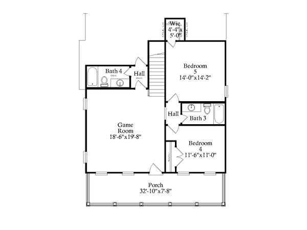 Southern Floor Plan - Upper Floor Plan #69-443