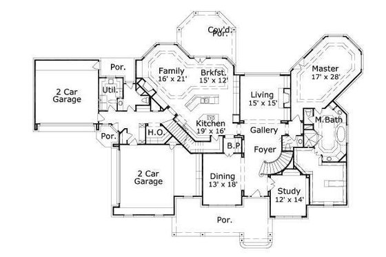 Floor Plan - Main Floor for European House Plan #411-294 - 4 bed, 4.5 bath