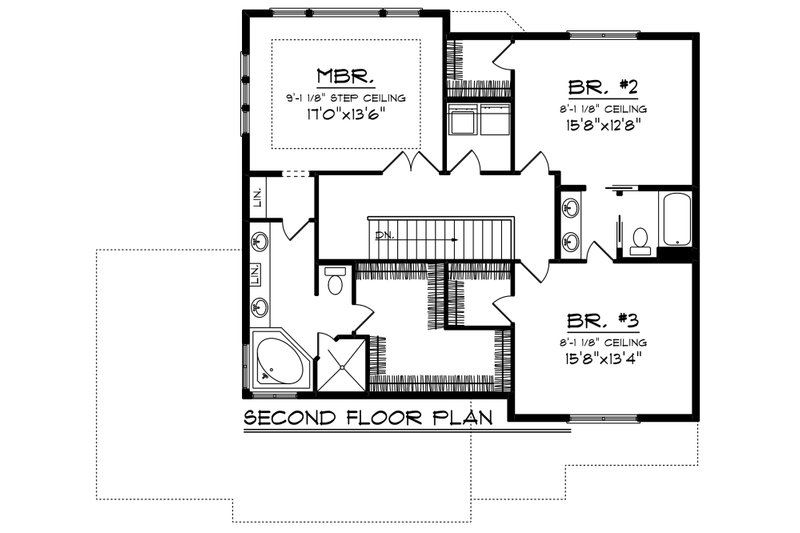 Dream House Plan - Floor Plan - Upper Floor for Bungalow House Plan #70-1247 - 3 bed, 2.5 bath