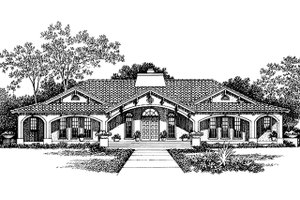 Exterior - Front Elevation 3 for Mediterranean House Plan #72-150 - 3 bed, 2.5 bath