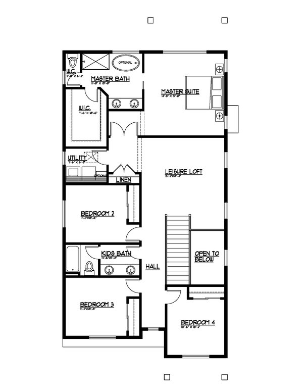 Contemporary Floor Plan - Upper Floor Plan #569-63