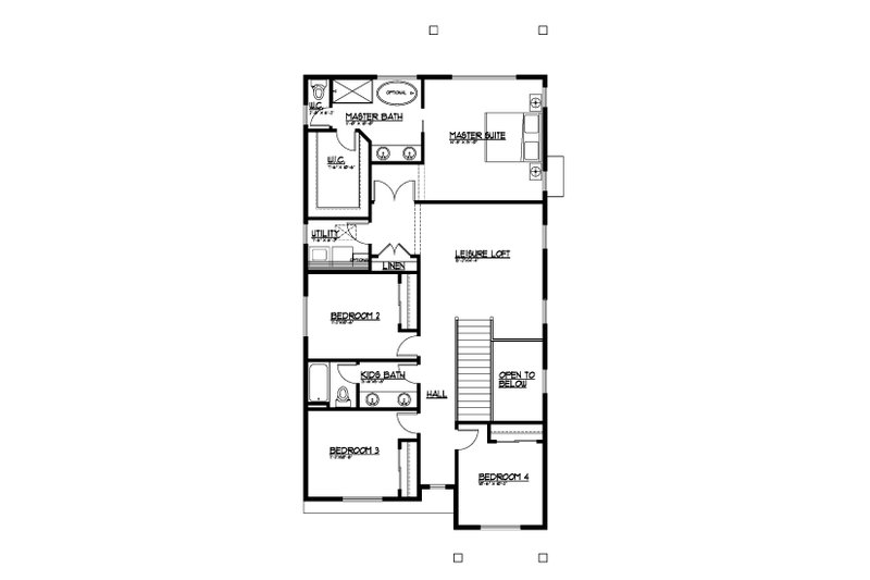 Dream House Plan - Floor Plan - Upper Floor for Contemporary House Plan #569-63 - 5 bed, 3 bath