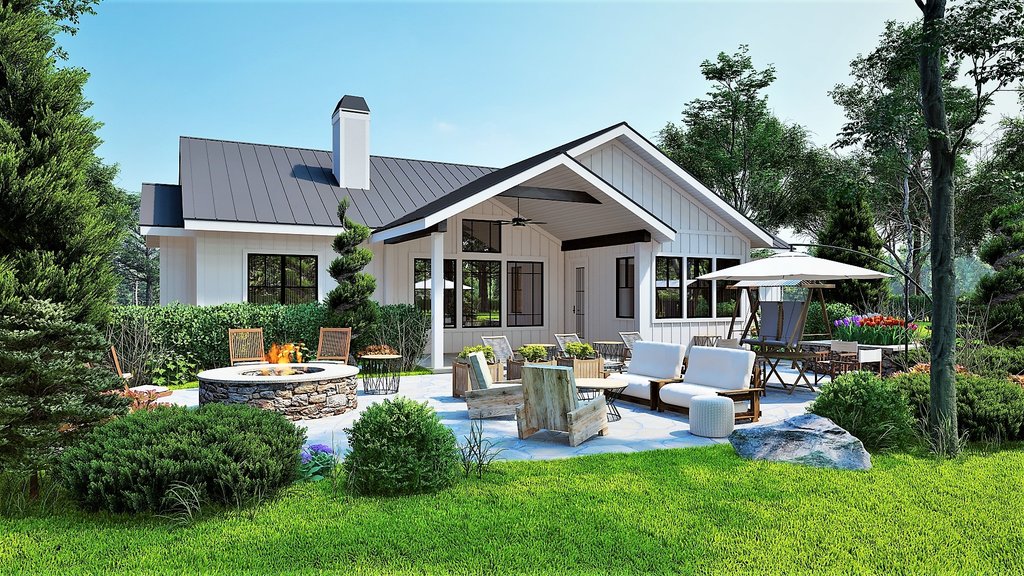 Exterior - Rear Elevation 1 for Farmhouse House Plan #54-690 - 3 bed, 2.5 bath