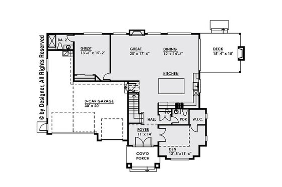Floor Plan - Main Floor for Modern House Plan #1066-11 - 4 bed, 4.5 bath