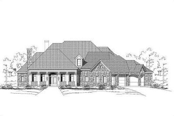 Exterior - Front Elevation for Country House Plan #411-266 - 4 bed, 4 bath