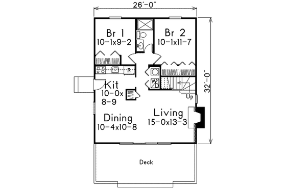 Floor Plan - Main Floor for Cottage House Plan #57-476 - 4 bed, 2 bath