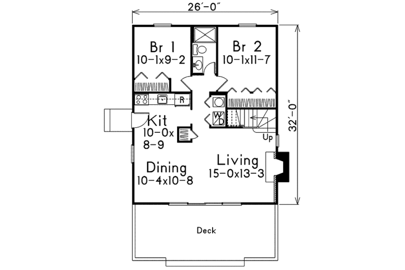 Dream House Plan - Floor Plan - Main Floor for Cottage House Plan #57-476 - 4 bed, 2 bath
