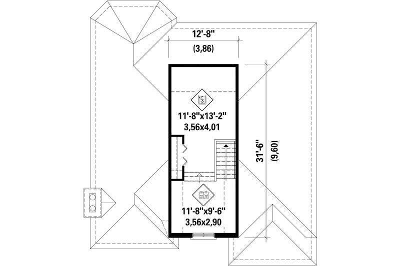 Home Plan - Floor Plan - Upper Floor for European House Plan #25-4660 - 3 bed, 1 bath