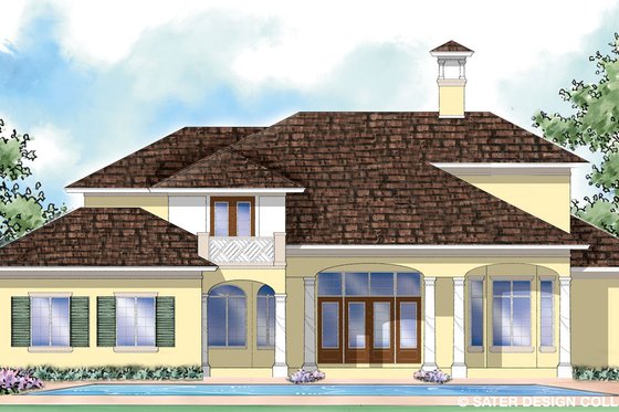 Exterior - Rear Elevation for Mediterranean House Plan #930-278 - 4 bed, 4.5 bath