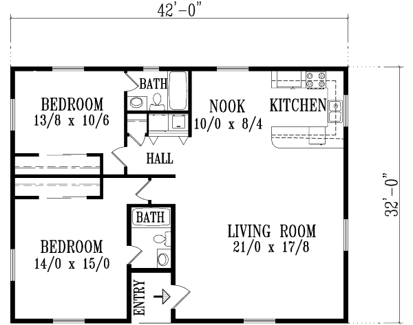 House Blueprint - Adobe / Southwestern Floor Plan - Main Floor Plan #1-1097
