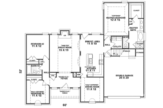 Floor Plan - Main Floor for Traditional House Plan #81-289 - 3 bed, 2 bath