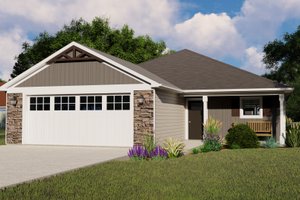 Ranch Exterior - Front Elevation Plan #1064-40