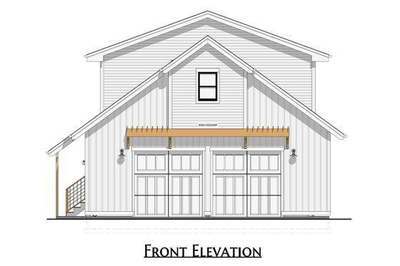 Exterior - Front Elevation 3 for Farmhouse House Plan #1099-2 - 1 bed, 1 bath