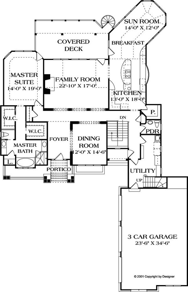 House Plan Design - Craftsman Floor Plan - Main Floor Plan #453-22