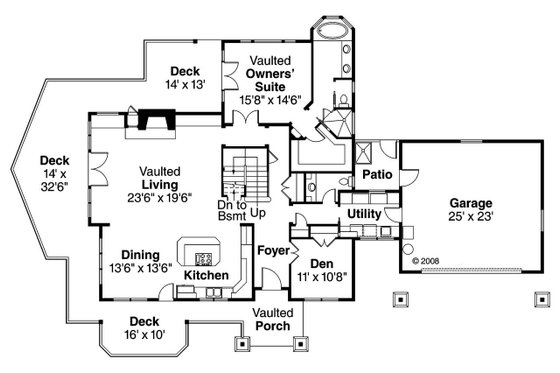 Floor Plan - Main Floor for Craftsman House Plan #124-680 - 3 bed, 2.5 bath
