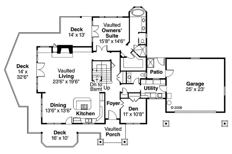 Dream House Plan - Floor Plan - Main Floor for Craftsman House Plan #124-680 - 3 bed, 2.5 bath