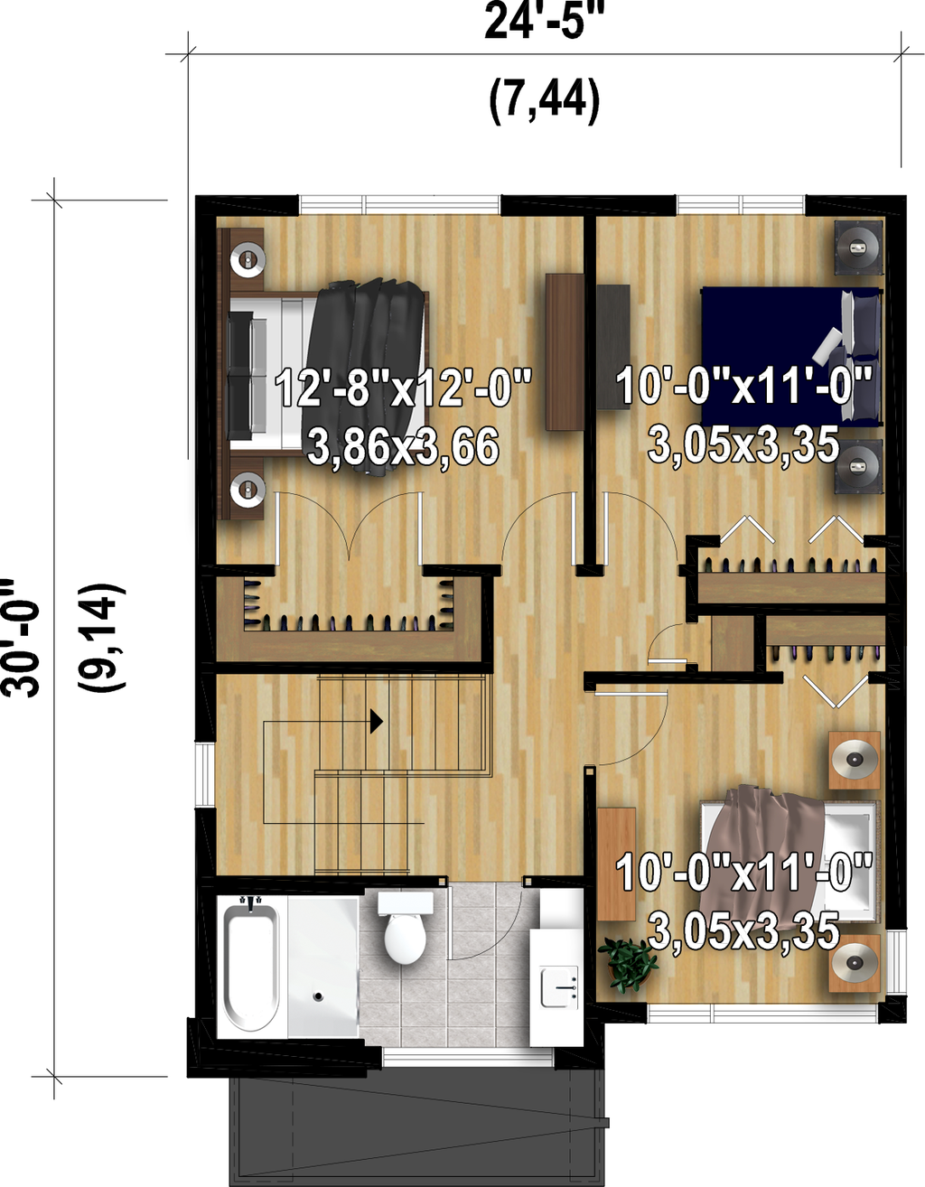 Contemporary Style House Plan - 3 Beds 1.5 Baths 1400 Sq/Ft Plan #25