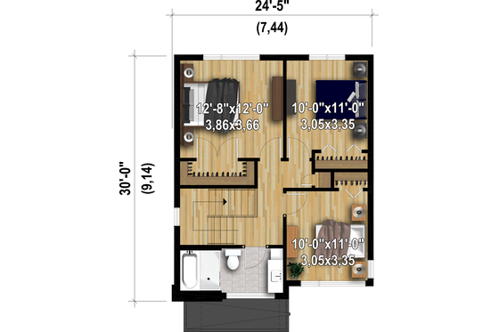 Floor Plan - Upper Floor for Contemporary House Plan #25-4898 - 3 bed, 1.5 bath