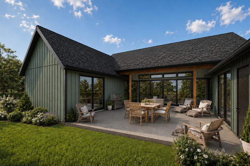 Architectural House Design - Exterior - Rear Elevation 1 for Farmhouse House Plan #48-1227 - 3 bed, 2 bath