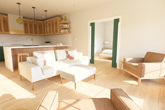 Interior - Family Room for Farmhouse House Plan #126-295 - 1 bed, 1 bath