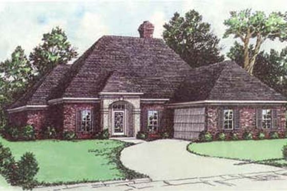 Exterior - Front Elevation for European House Plan #16-162 - 3 bed, 2 bath