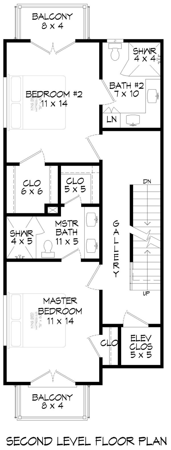 Beach Floor Plan - Upper Floor Plan #932-1001