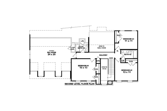 Floor Plan - Upper Floor for European House Plan #81-13653 - 4 bed, 3.5 bath