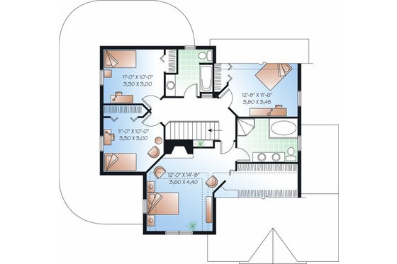 Floor Plan - Upper Floor for Farmhouse House Plan #23-748 - 4 bed, 2.5 bath