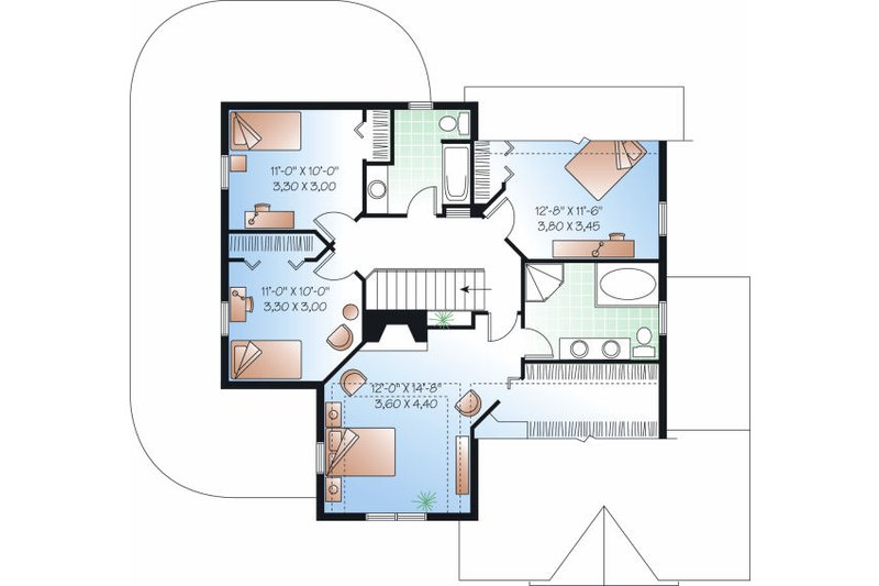 Home Plan - Floor Plan - Upper Floor for Farmhouse House Plan #23-748 - 4 bed, 2.5 bath