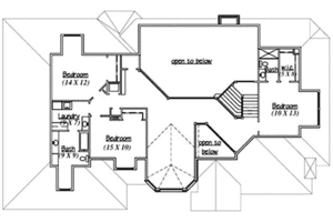 Floor Plan - Upper Floor for European House Plan #5-223 - 7 bed, 4.5 bath