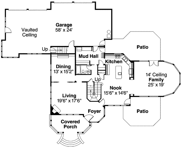 Architectural House Design - Victorian Floor Plan - Main Floor Plan #124-559