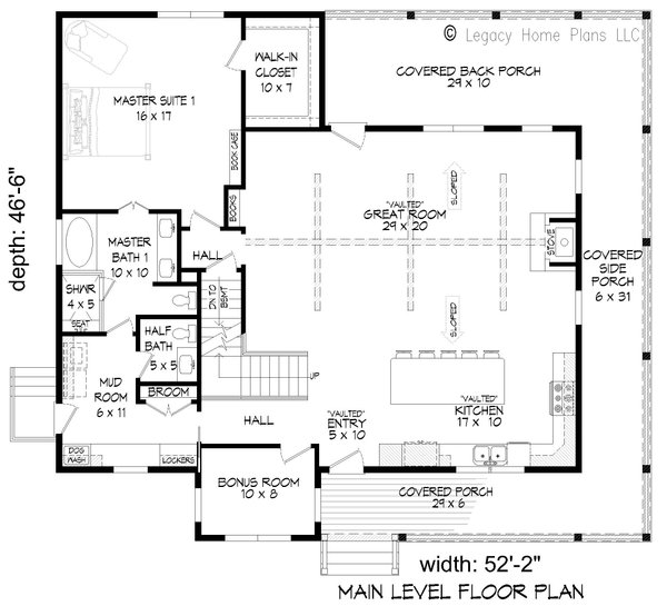 Southern Floor Plan - Main Floor Plan #932-882