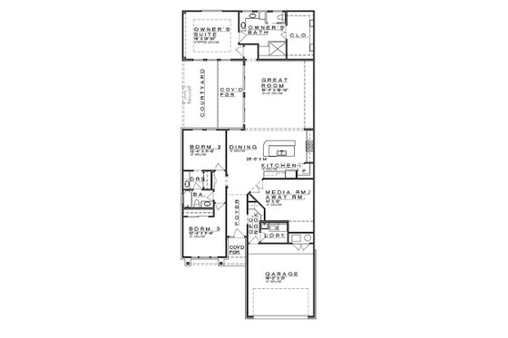Floor Plan - Main Floor for Bungalow House Plan #935-8 - 3 bed, 2 bath