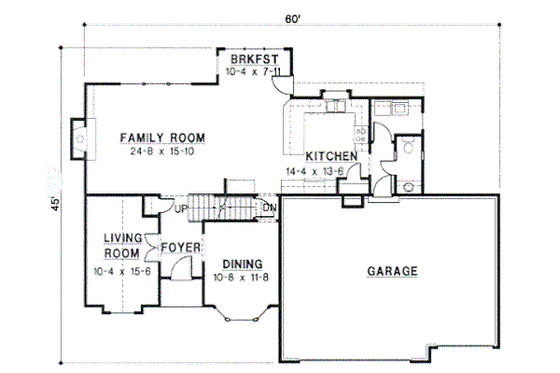 Floor Plan - Main Floor for European House Plan #67-258 - 4 bed, 4 bath