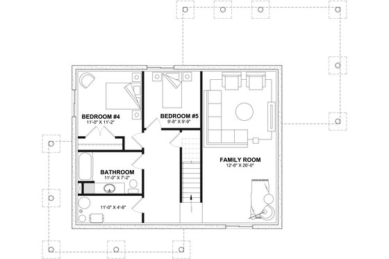 Floor Plan - Lower Floor for Farmhouse House Plan #23-2764 - 5 bed, 2.5 bath