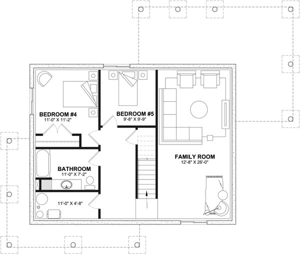 Architectural House Design - Farmhouse Floor Plan - Lower Floor Plan #23-2764