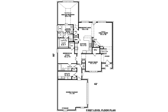 Floor Plan - Main Floor for European House Plan #81-999 - 3 bed, 3 bath