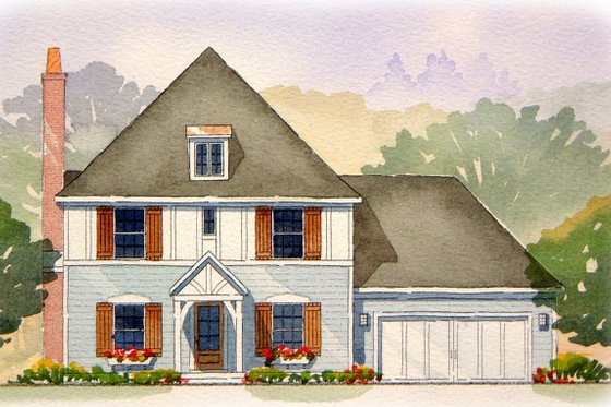 Exterior - Front Elevation for Tudor House Plan #901-80 - 3 bed, 2.5 bath