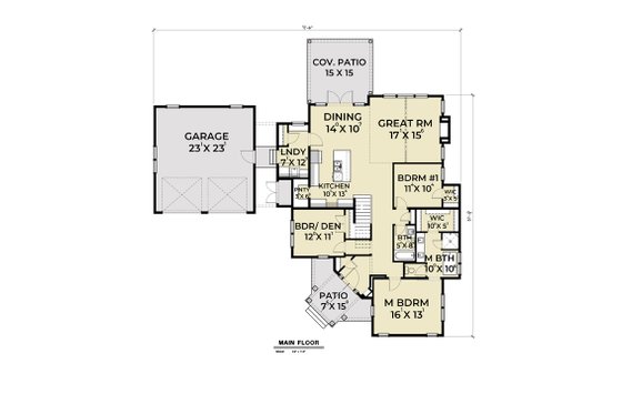 Floor Plan - Main Floor for Farmhouse House Plan #1070-74 - 3 bed, 3 bath