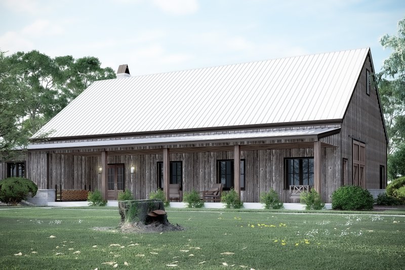 Dream House Plan - Exterior - Rear Elevation for Barndominium House Plan #1081-30 - 2 bed, 2.5 bath